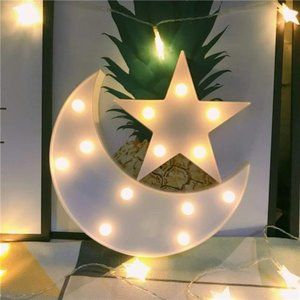 Decorative Moon-star Night Light,Cute LED Nursery NightLamp Gift-Marquee Moon